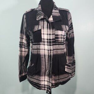 Hurley Flannel Jacket Coat Plaid Black Small